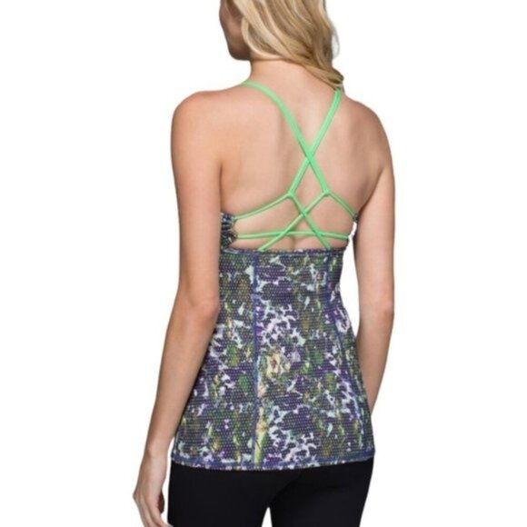 Lululemon Dancing Warrior Tank Floral Sport White Multi / Pistachio size 10 - Picture 1 of 10